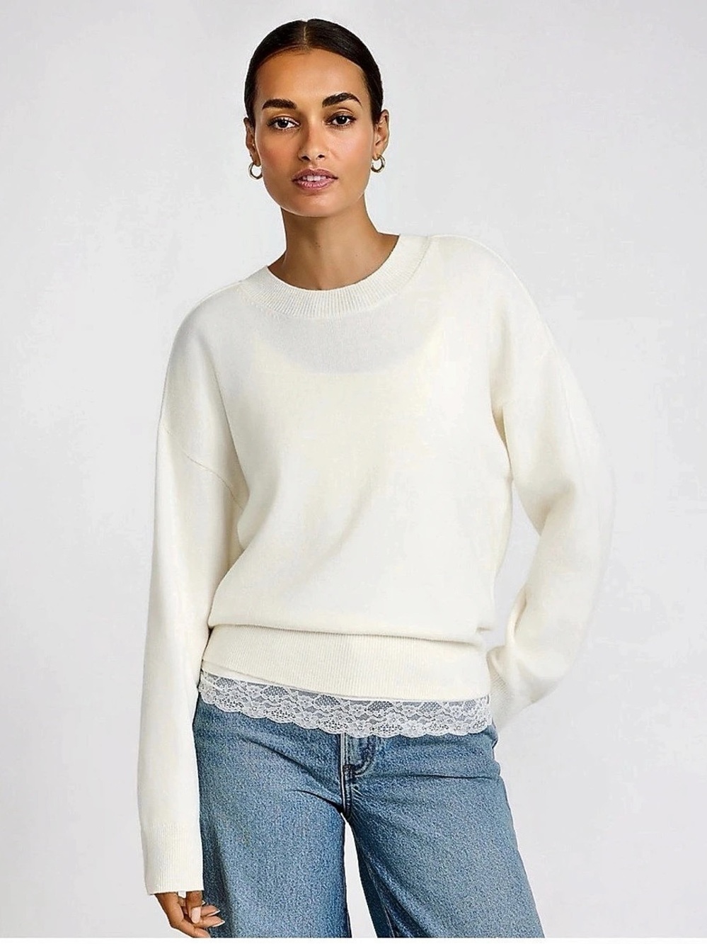 Crew Neck Sweater in Cream